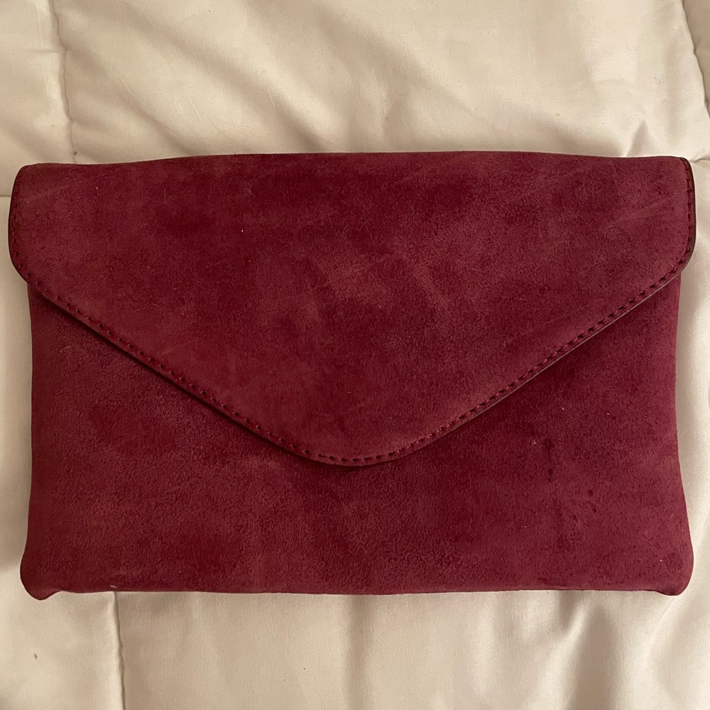 J.Crew Burgundy Suede Clutch